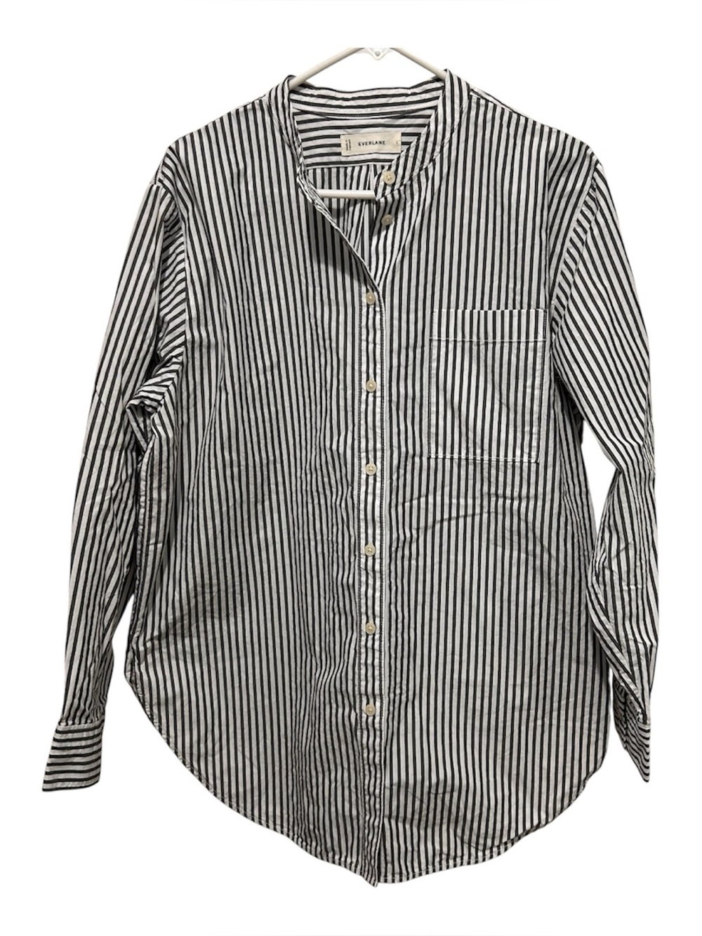 Everlane Oversized Shirt Ultrasoft Cotton Optic White Black Women’s Size Large